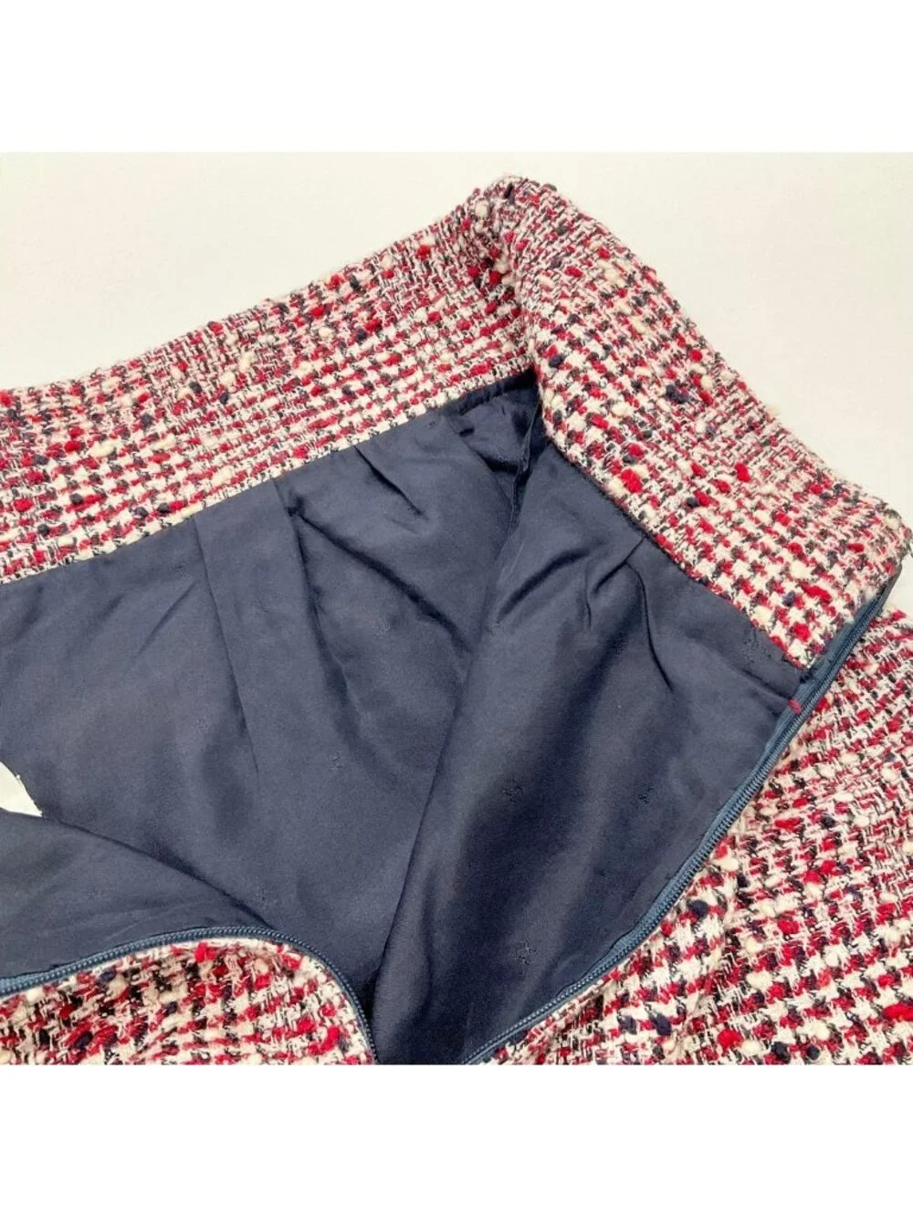 Chanel Skirt Wool Tweed Mid Red